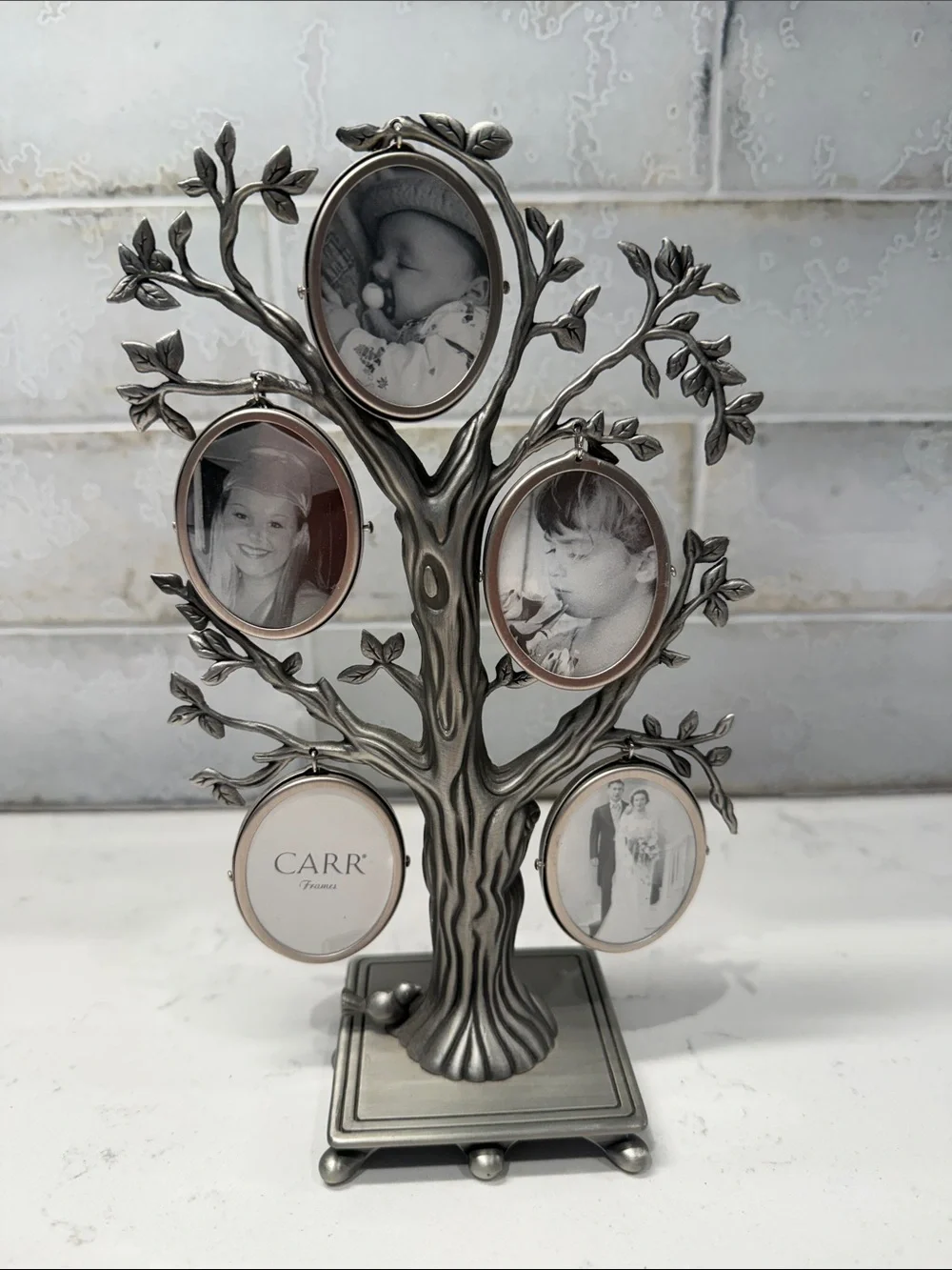 Carr Silver Tree Photo Frame - 5-Opening Decorative Display